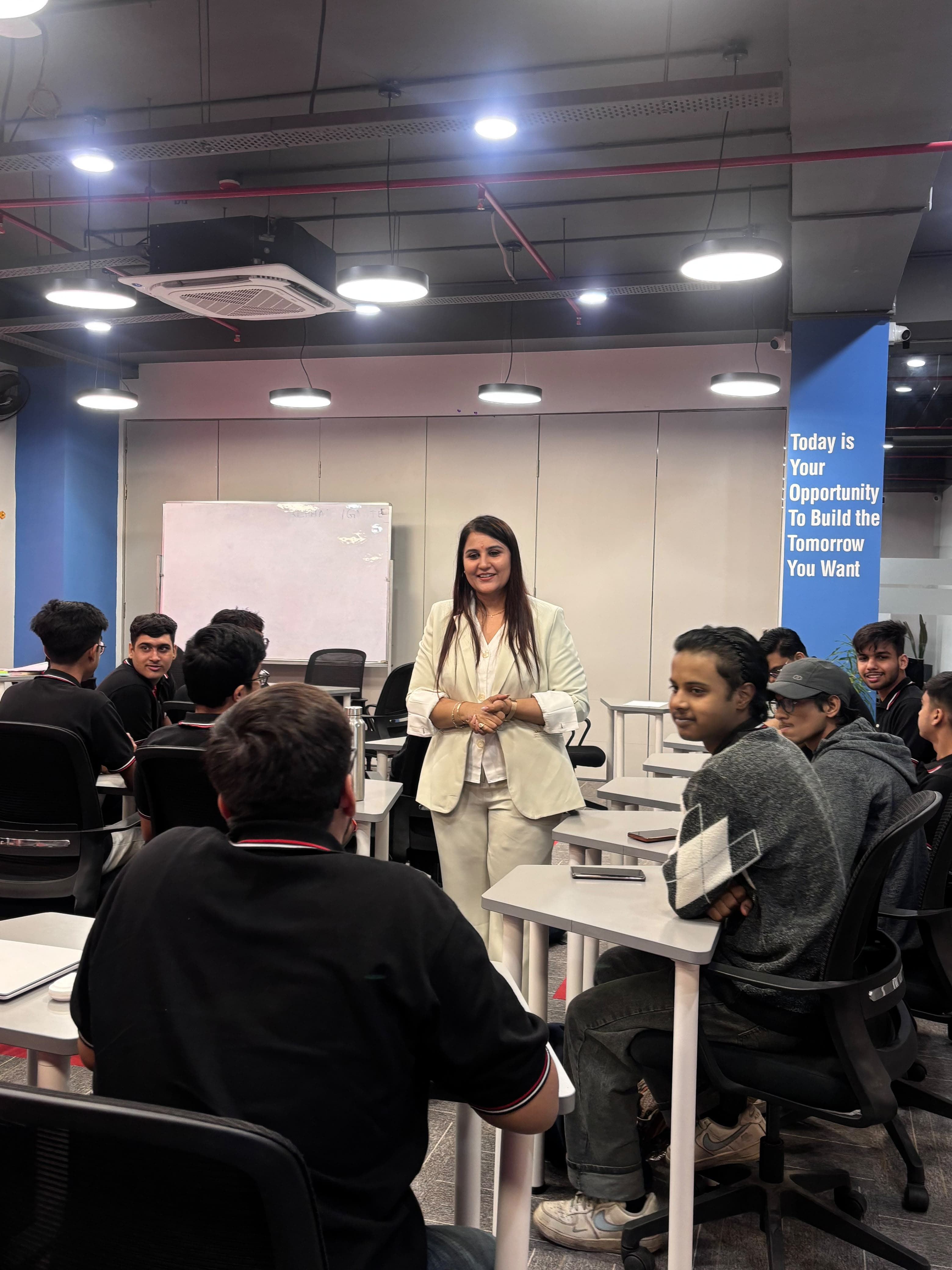 A masterclass speaker engaging with NEXIS students