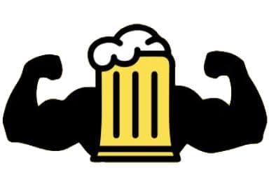 Beer mug with flexed arms logo