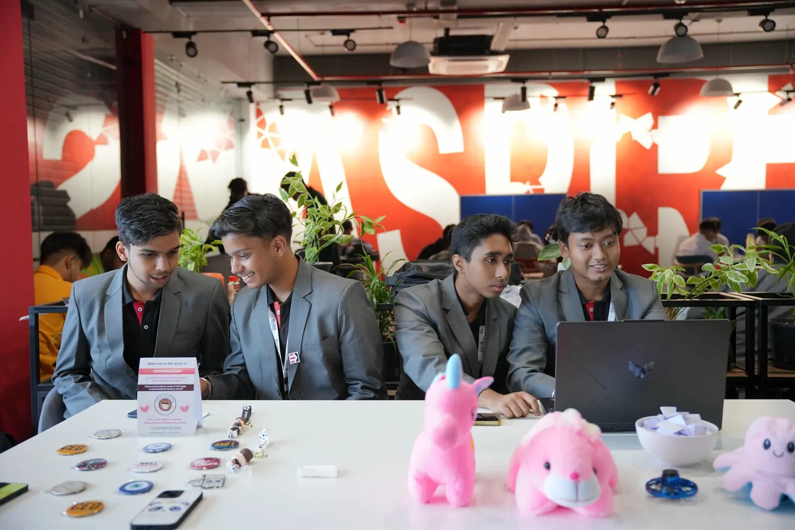 Students showcasing products from their own ventures